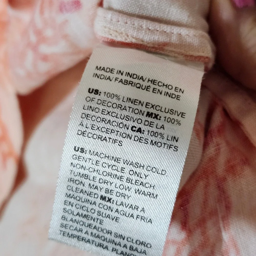 Chico's Tunic Dress Coral Sea Life Print 100% Linen Coastal‎ Resort Size 1 8/10
